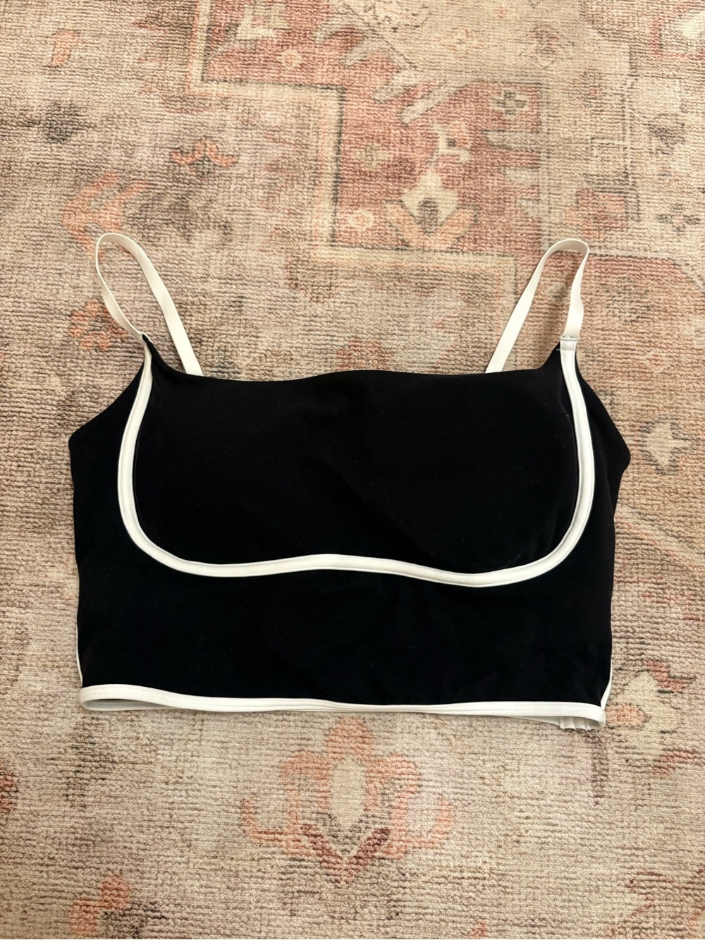 Black and White Trim Sports Bra